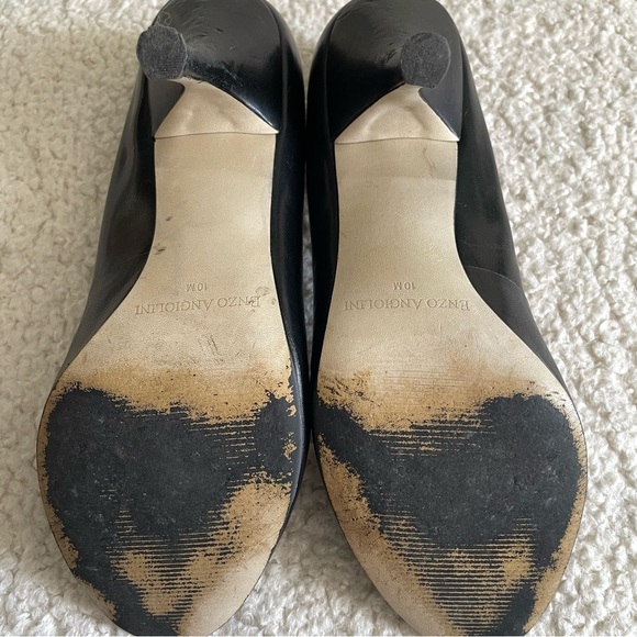 Enzo Angiolini Black Leather Peep Toe Heels sz10 - Picture 4 of 6